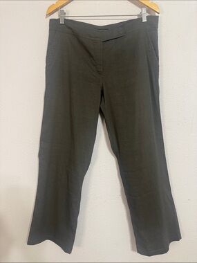 Eileen Fisher Women Slate Gray Linen & Viscose Blend Relax Fit Pants Size 14